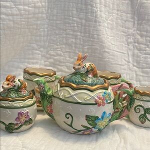 Floral Bunny Teapot Set